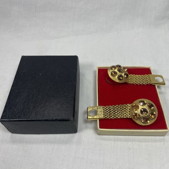 Men’s amber stone gold wrap around cuff links Celebrity NY. - Picture 3 of 8